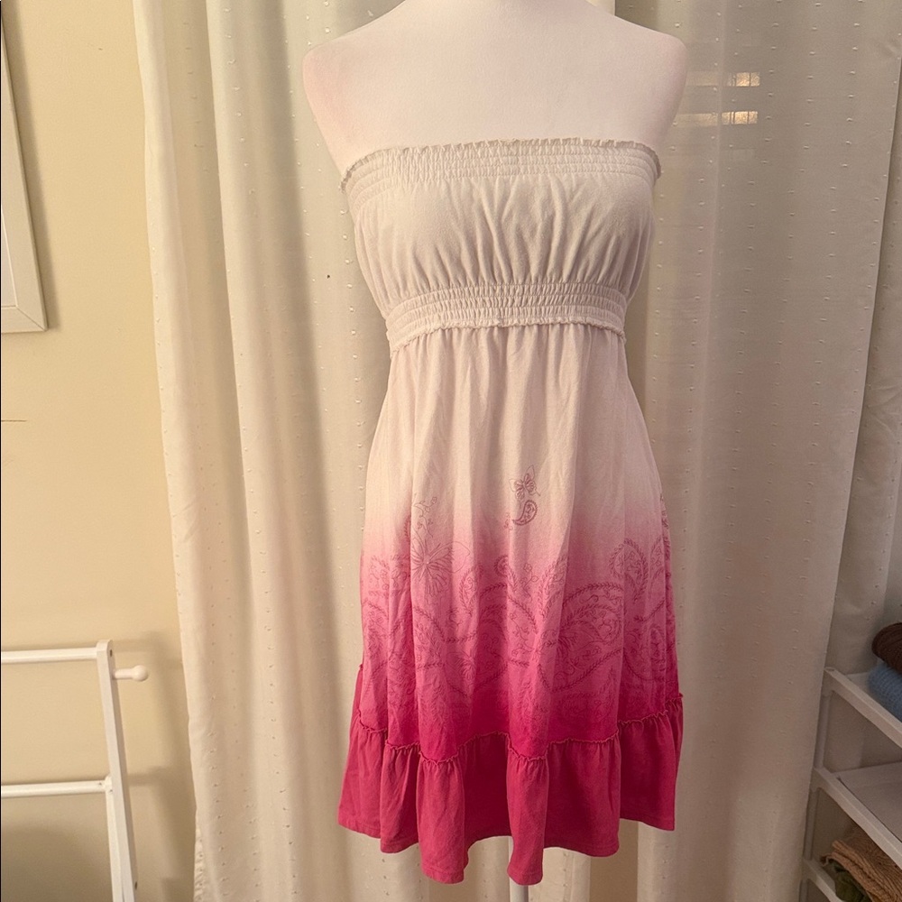 So Wear It Declare It Pink and White Strapless Dress - Picture 1 of 7